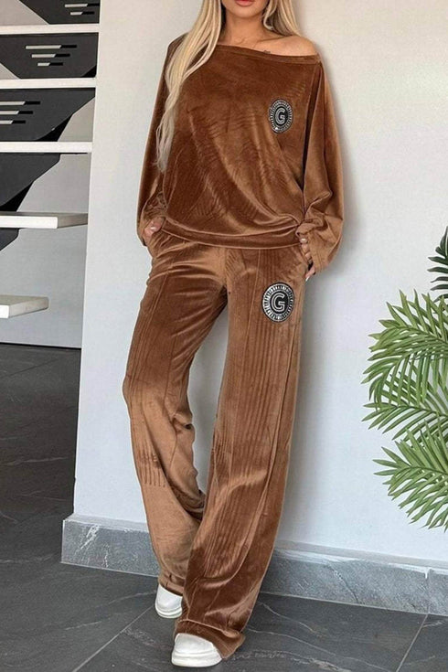 'Fauna' Long Sleeve Top and Pants Set - Celes Fashion